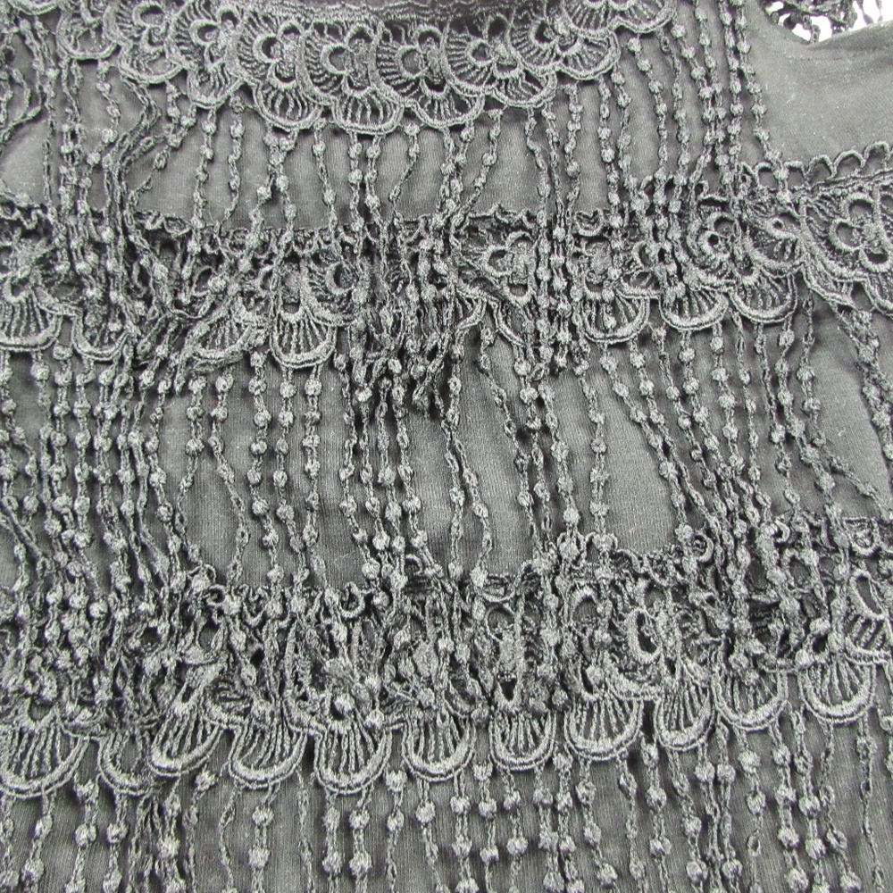 Black Fringe Crop Tank Top BOHO Festival - Picture 2 of 7